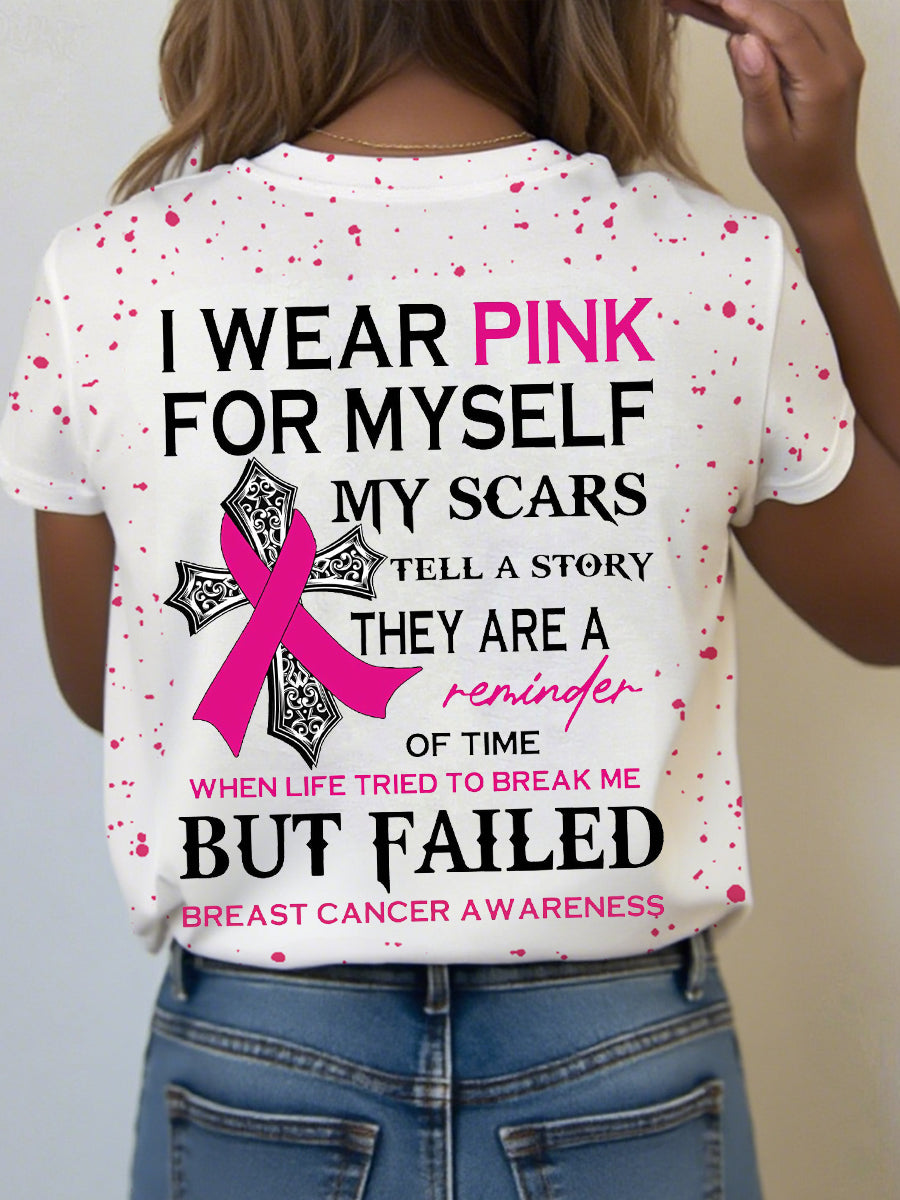 Women's Breast Cancer Awareness I Wear Pink For Myself My Scars Tell A Story T-Shirt gracestitchs