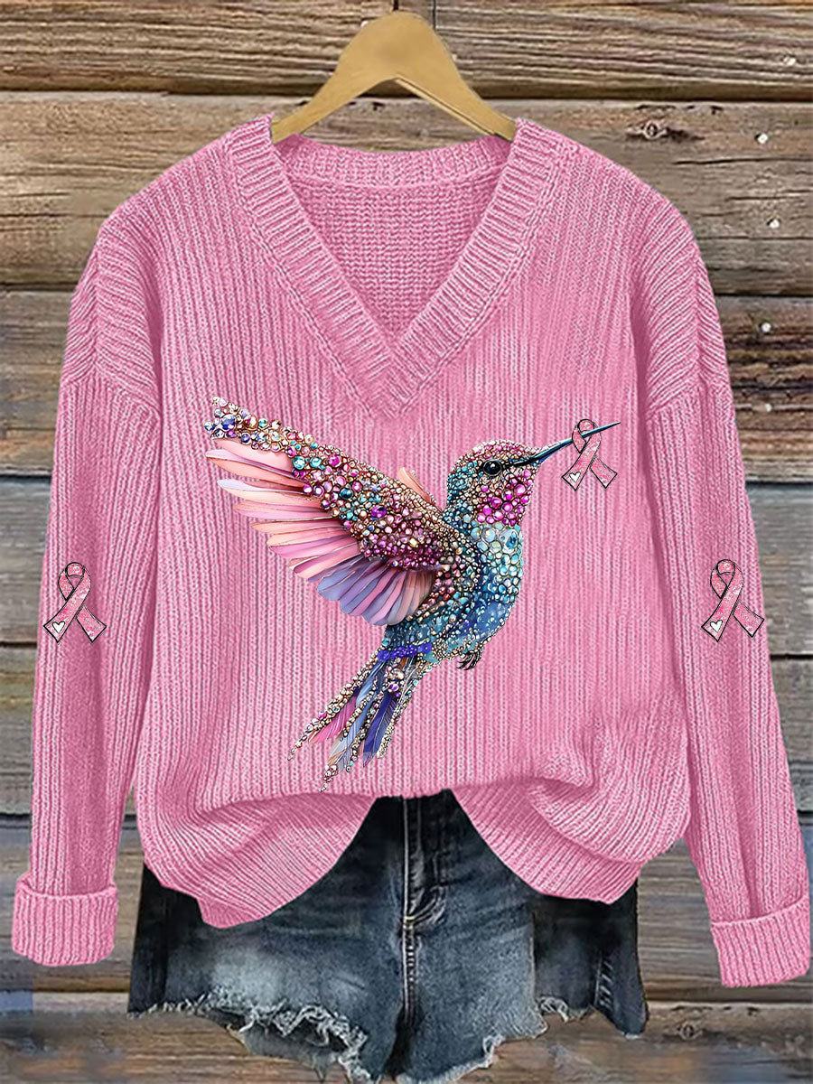 Women's Breast Cancer Awareness Pink Ribbon Print Casual Top gracestitchs