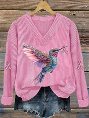 Women's Breast Cancer Awareness Pink Ribbon Print Casual Top gracestitchs