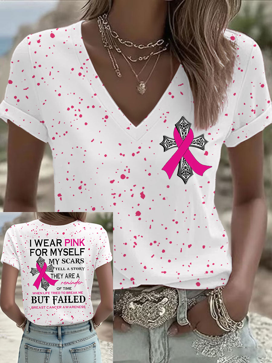 Women's Breast Cancer Awareness I Wear Pink For Myself My Scars Tell A Story T-Shirt gracestitchs