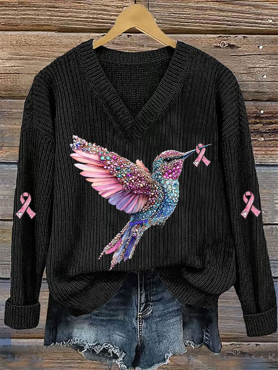 Women's Breast Cancer Awareness Pink Ribbon Print Casual Top gracestitchs