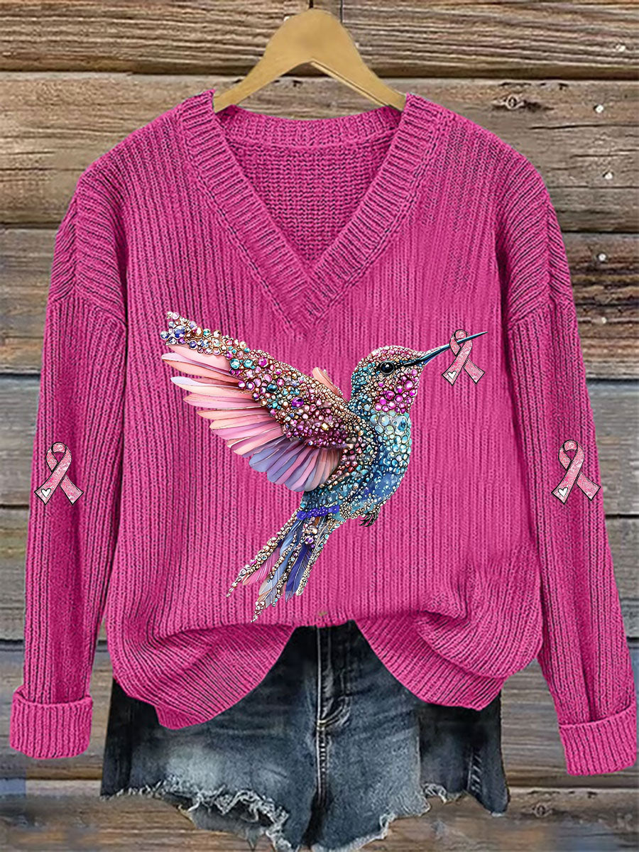 Women's Breast Cancer Awareness Pink Ribbon Print Casual Top gracestitchs