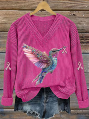 Women's Breast Cancer Awareness Pink Ribbon Print Casual Top gracestitchs