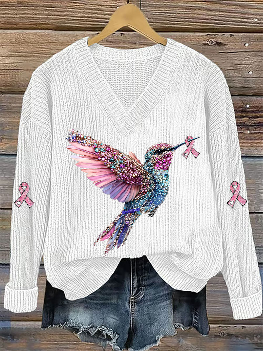 Women's Breast Cancer Awareness Pink Ribbon Print Casual Top gracestitchs