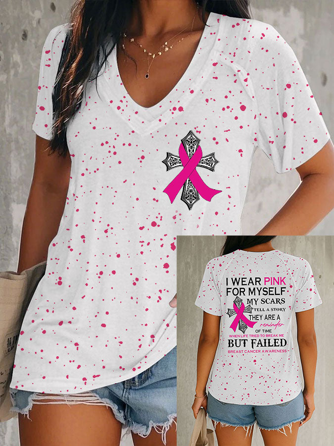 Women's Breast Cancer Awareness I Wear Pink For Myself My Scars Tell A Story T-Shirt gracestitchs