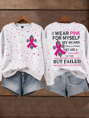 Women's Breast Cancer Awareness I Wear Pink For Myself My Scars Tell A Story Sweatshirt gracestitchs