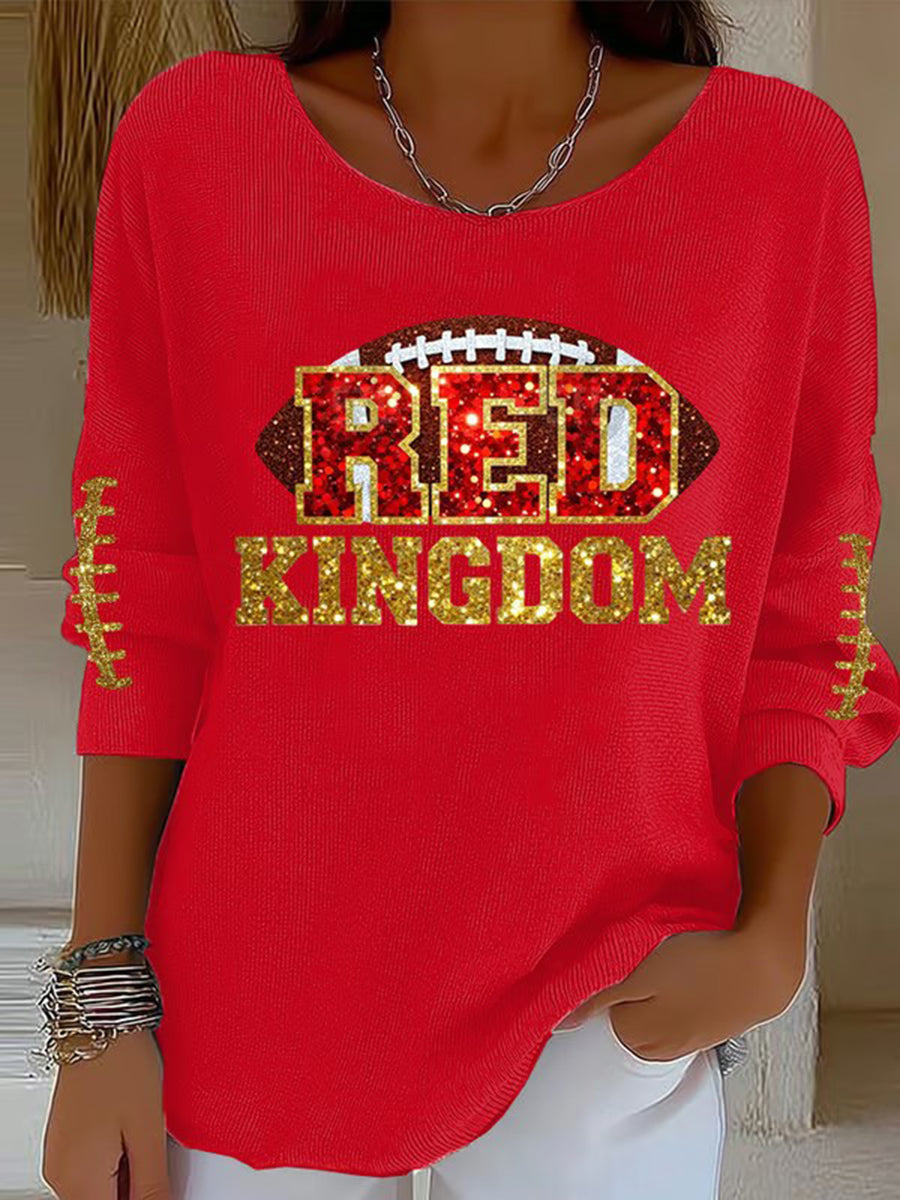 Women's Red Kingdom Football Casual Top gracestitchs