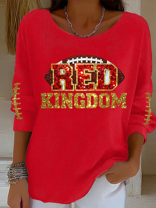 Women's Red Kingdom Football Casual Top gracestitchs