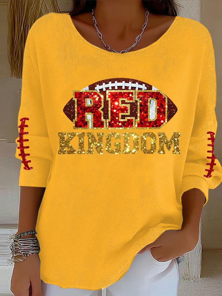 Women's Red Kingdom Football Casual Top gracestitchs