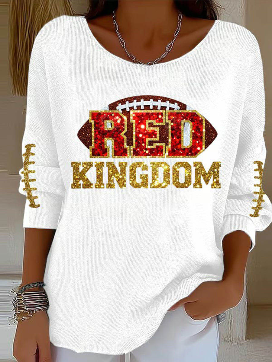 Women's Red Kingdom Football Casual Top gracestitchs
