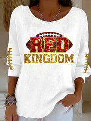 Women's Red Kingdom Football Casual Top gracestitchs
