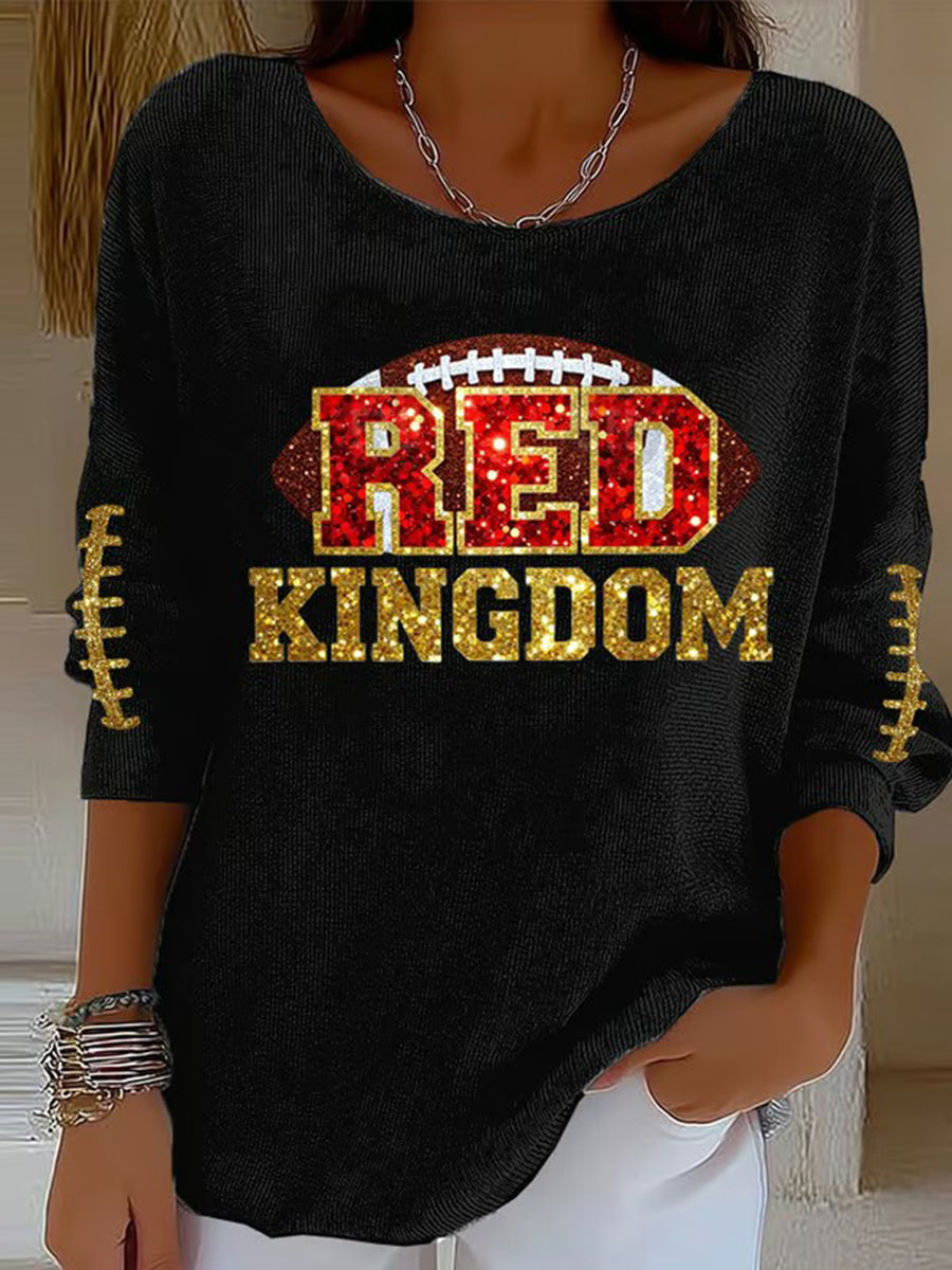 Women's Red Kingdom Football Casual Top gracestitchs