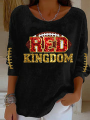 Women's Red Kingdom Football Casual Top gracestitchs