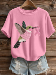 Women's Hummingbird Pattern Felt Art Cozy Knit Top gracestitchs
