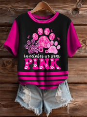 Women's In October We Wear Pink Imitation Sweater Short-sleeved T-shirt