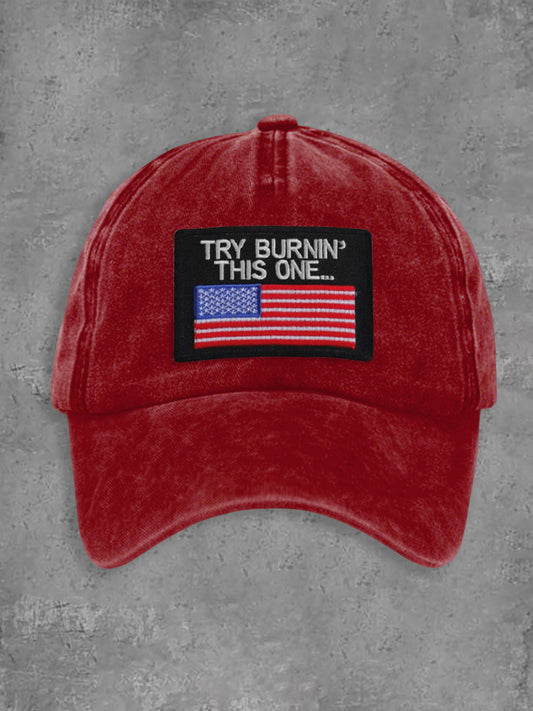 Unisex Try Burnin' This One USA Flag Print Cap