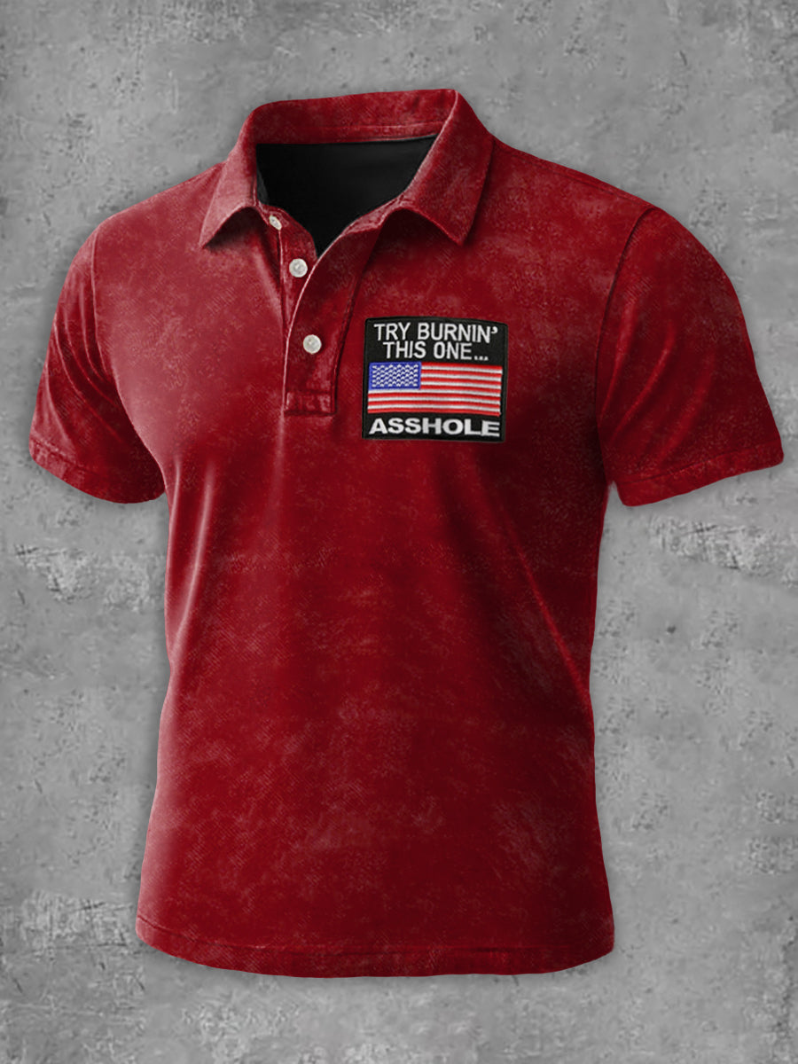 Men's Try Burnin' This One USA Flag short sleeve shirt gracestitchs