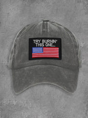 Unisex Try Burnin' This One USA Flag Print Cap