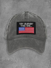 Unisex Try Burnin' This One USA Flag Print Cap gracestitchs