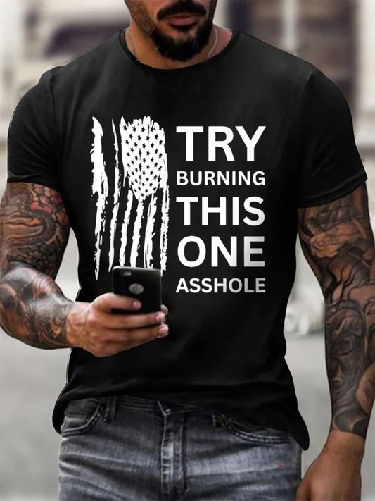 Men's Try Burning This One cotton short-sleeved T-shirt gracestitchs