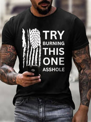 Men's Try Burning This One cotton short-sleeved T-shirt gracestitchs