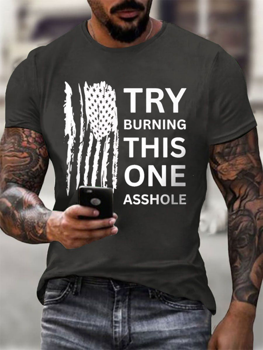 Men's Try Burning This One cotton short-sleeved T-shirt gracestitchs
