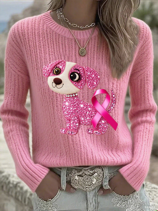 Women's Breast Cancer Awareness Pink Ribbon Long Sleeve T-shirt