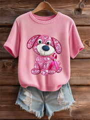 Women's Breast Cancer Awareness Pink Ribbon Short Sleeve T-shirt