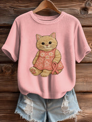 Women's Pink Breast Cancer Awareness Print Knit Sweater