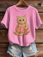 Women's Pink Breast Cancer Awareness Print Knit Sweater