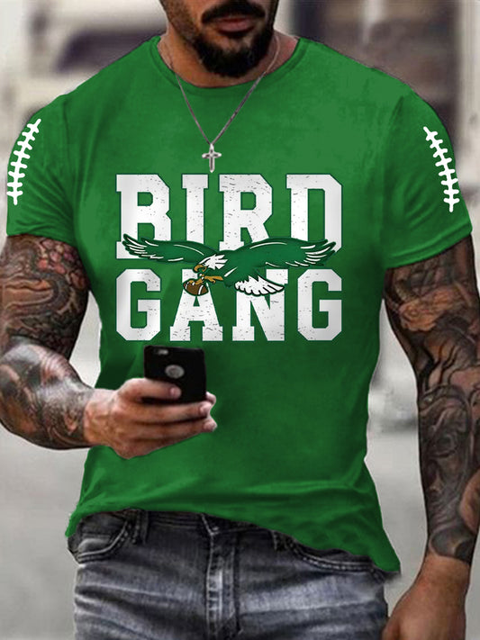 Men's Bird Gang Football Fans Lovers Gameday Casual Tee