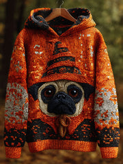 Women's Halloween Dog Print Casual Hoodie gracestitchs