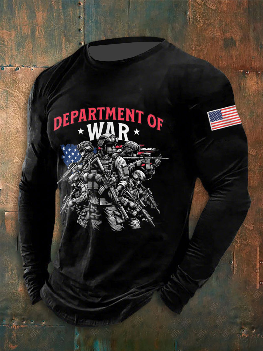 Men's Department of War 2025 Print Long Sleeves T-shirt gracestitchs