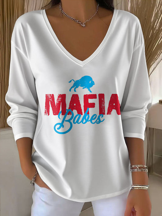 Women's Buffalo Football Lover Printed Tops