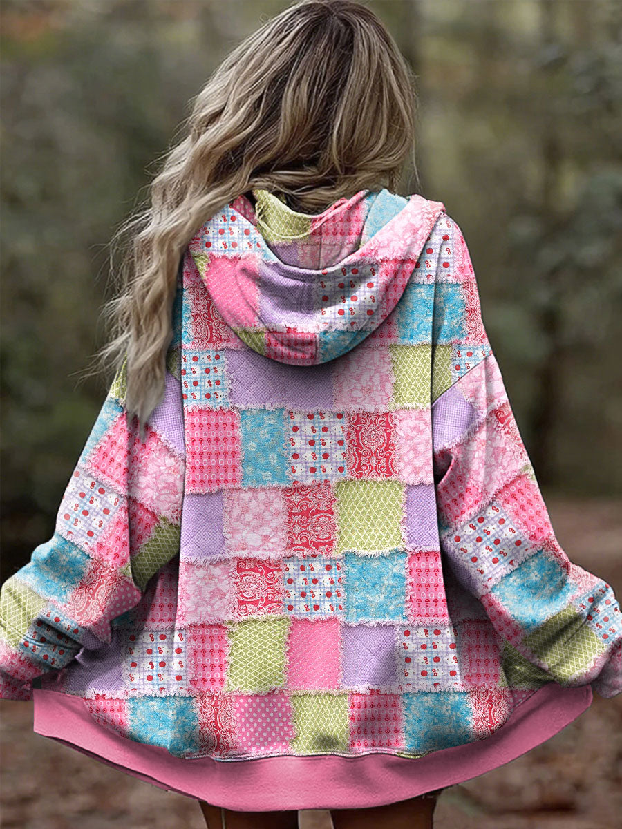 Women's breast cancer pink geometric floral print coat gracestitchs
