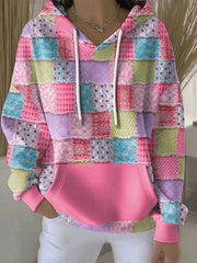 Women's Breast Cancer Pink Geometric Floral Printed Hoodies gracestitchs