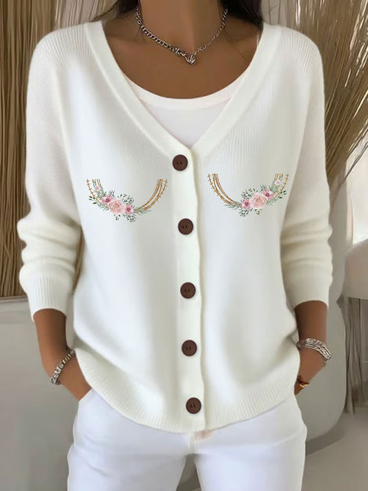 Women's Breast Cancer Awareness Print Casual Cardigan