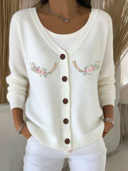 Women's Breast Cancer Awareness Print Casual Cardigan gracestitchs