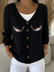 Women's Breast Cancer Awareness Print Casual Cardigan gracestitchs