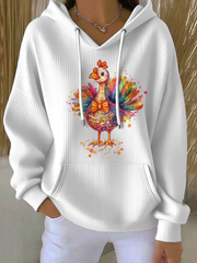 Women's Thanksgiving Turkey Print Casual Hoodie