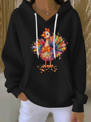 Women's Thanksgiving Turkey Print Casual Hoodie