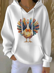 Women's Thanksgiving Turkey Print Casual Hoodie