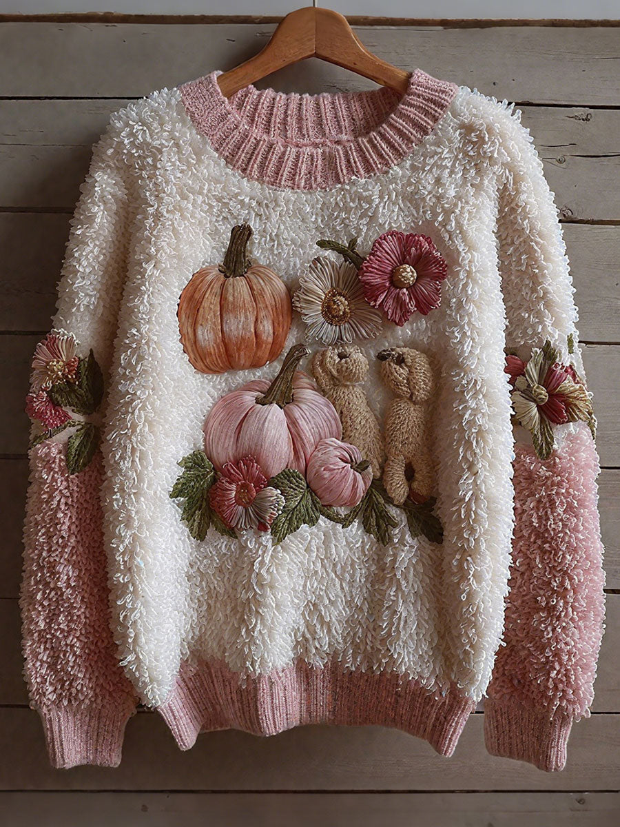 Women's autumn pink pumpkins tops gracestitchs