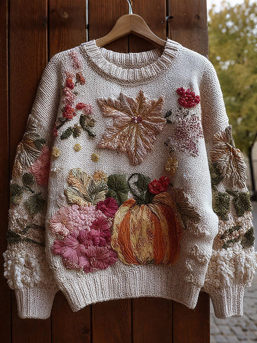Women's Autumn Floral Pumpkin Tops gracestitchs