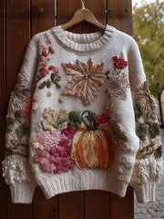 Women's Autumn Floral Pumpkin Tops gracestitchs