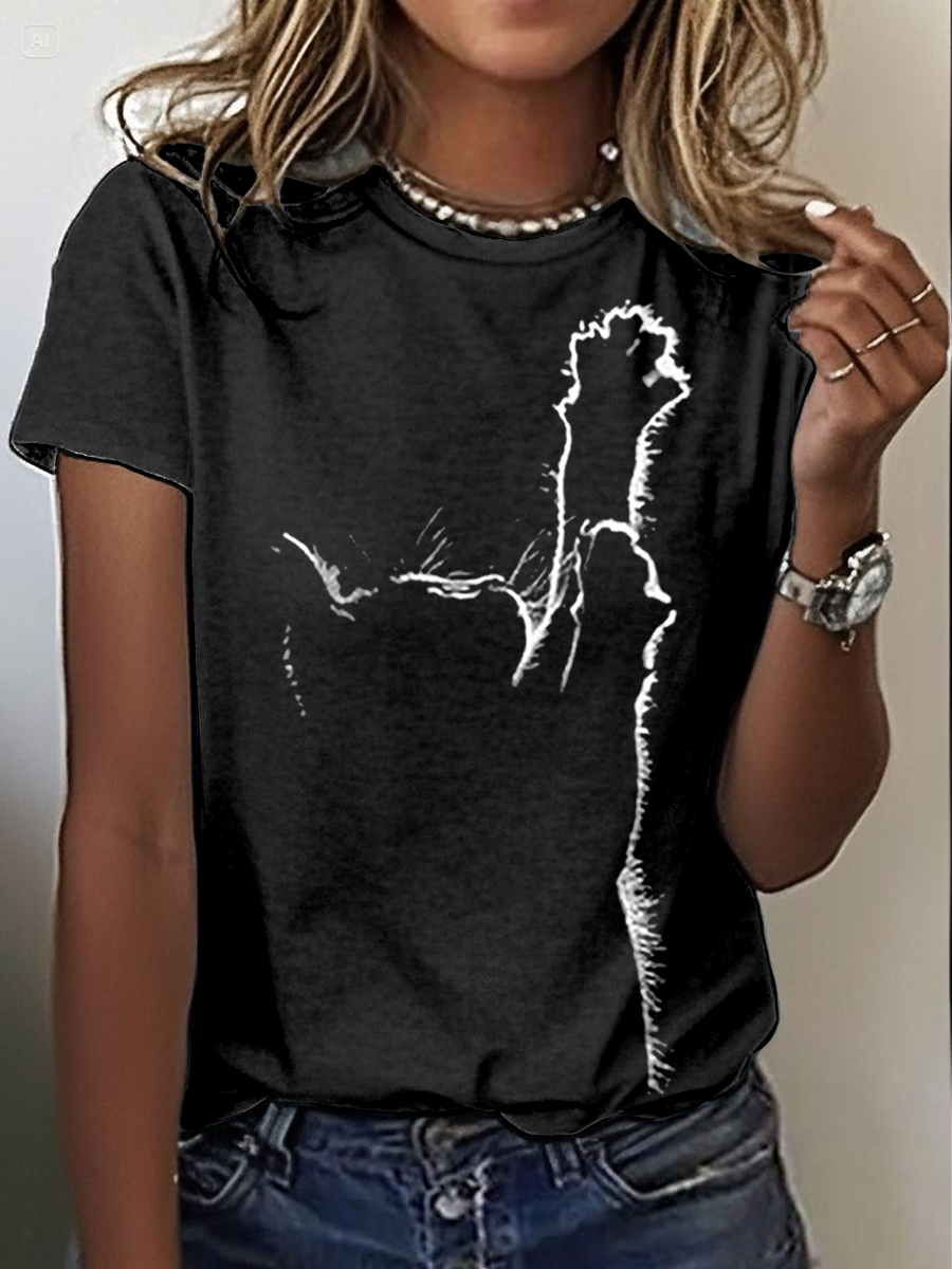 Women's cute cat short-sleeved T-shirt gracestitchs