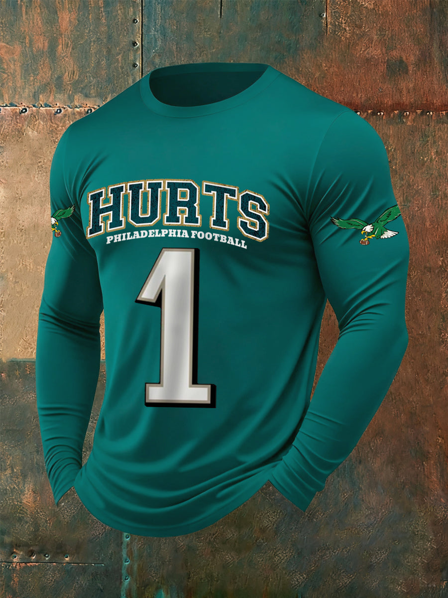 Men's Philadelphia Football Fans Lovers Gameday Casual V-Neck Long-Sleeve T-Shirt gracestitchs