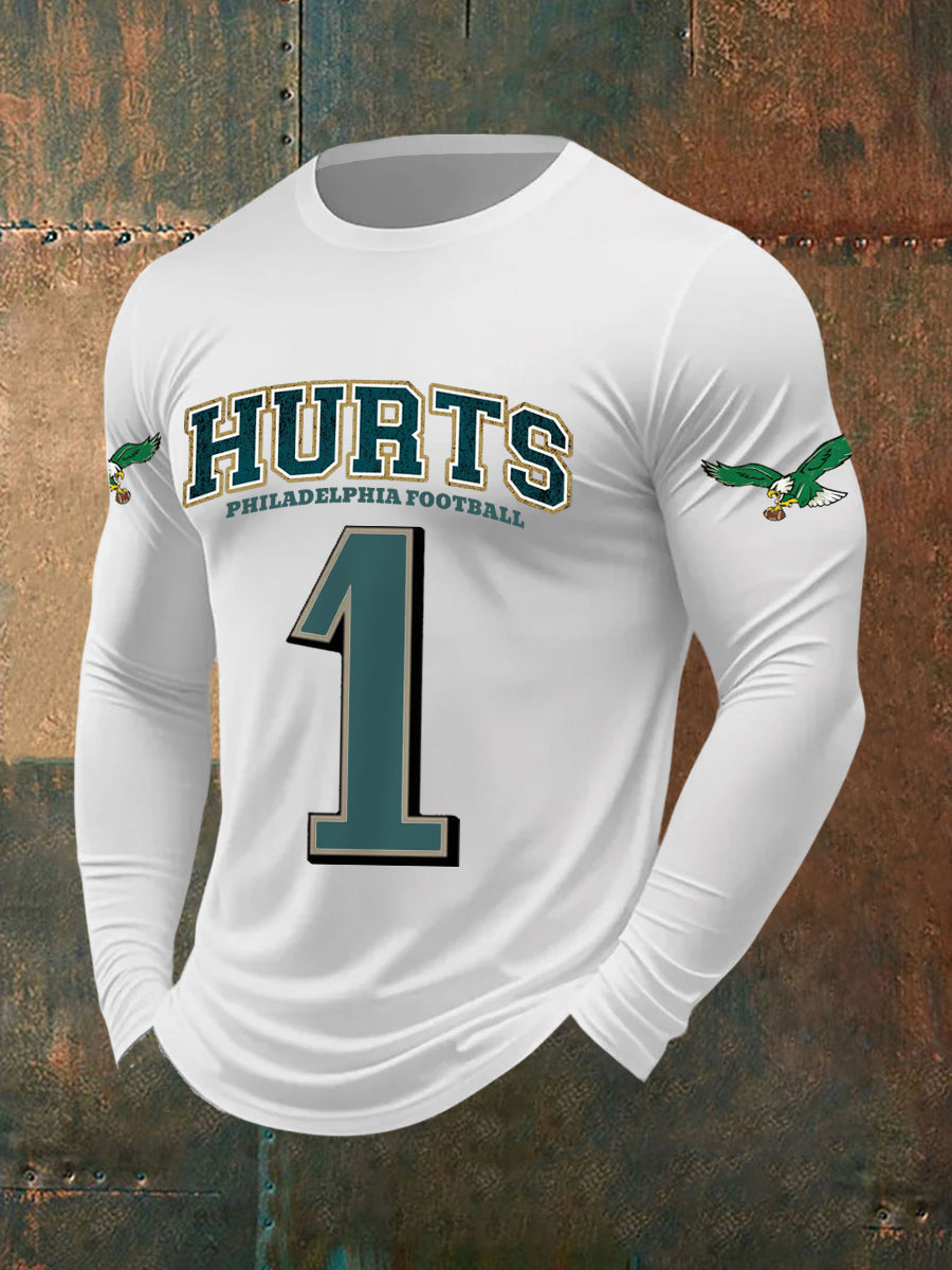 Men's Philadelphia Football Fans Lovers Gameday Casual V-Neck Long-Sleeve T-Shirt gracestitchs
