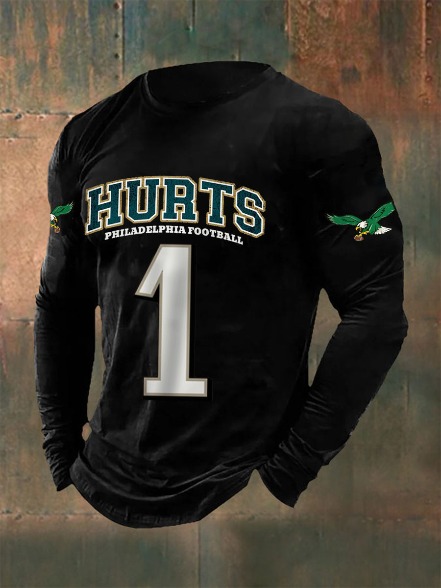 Men's Philadelphia Football Fans Lovers Gameday Casual V-Neck Long-Sleeve T-Shirt gracestitchs