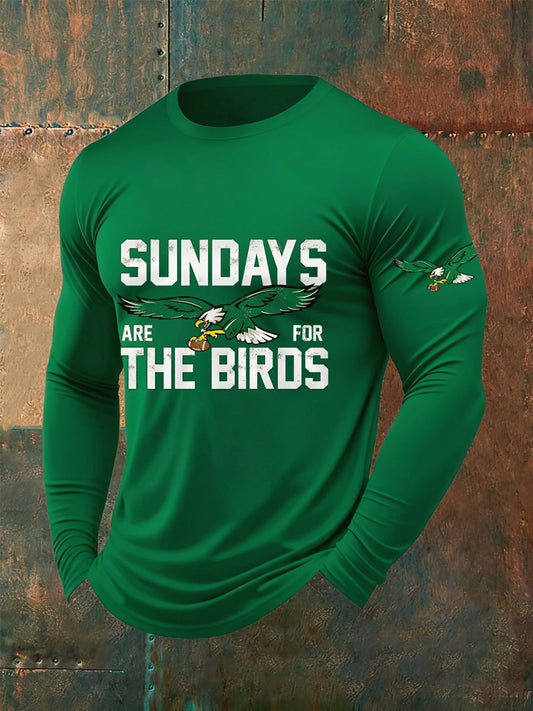Men's Sundays Are For The Birds Football Fans Lovers Gameday Casual Long Sleeve T-Shirt gracestitchs
